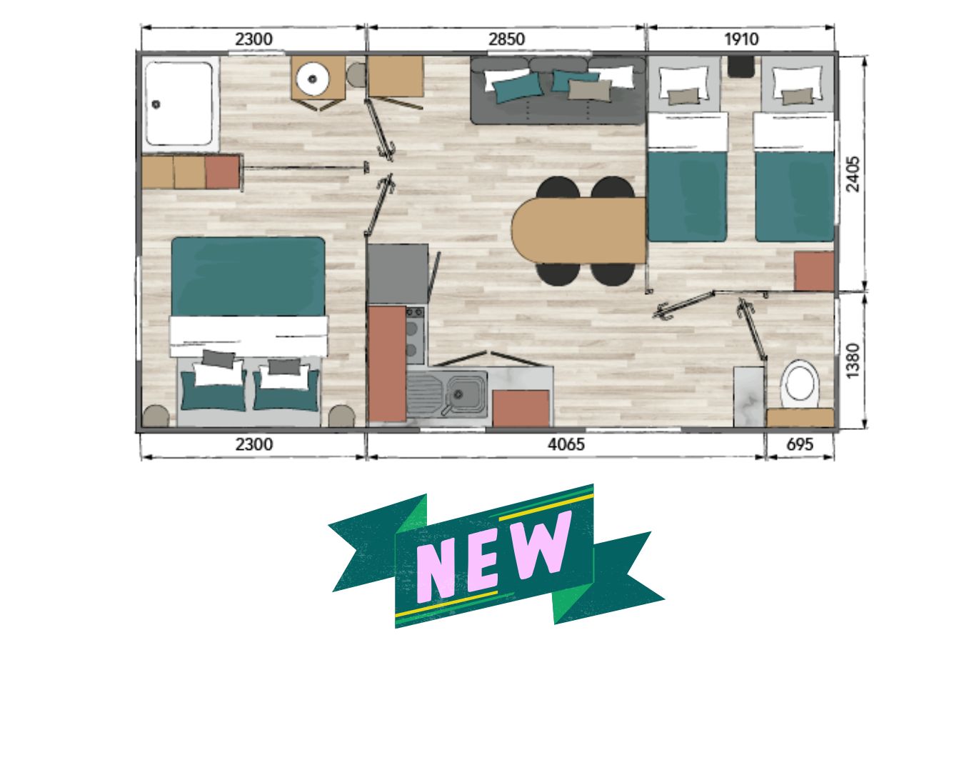 Mobile Home Jasmin – Terrasse Couverte – Climatisation